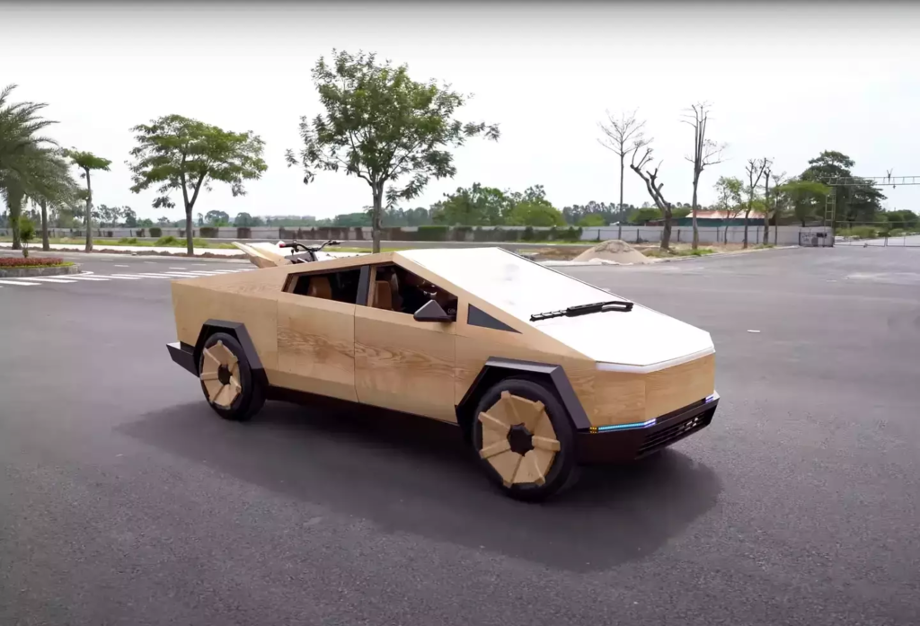Elon Musk Reacts to a Man Who Built a Fully Functional Cybertruck Out of Wood