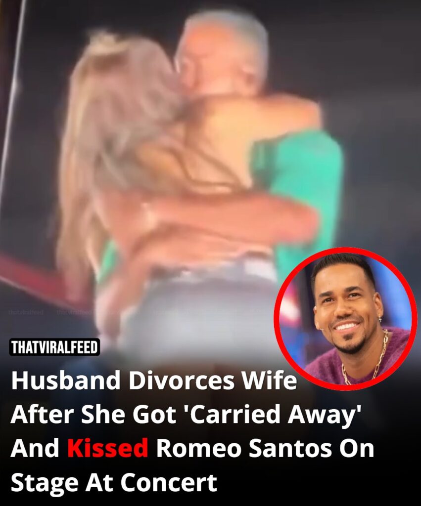 Husband divorces wife after she kissed Romeo Santos on stage during a concert.
