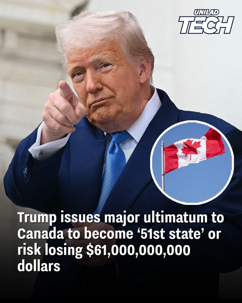 Trump Issues Bombshell Ultimatum to Canada: “Become 51st State or Lose $61 Billion in Trade Privileges”
